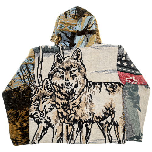 (MEASURE) Winter Wolf Pack Double Tapestry Zip Through