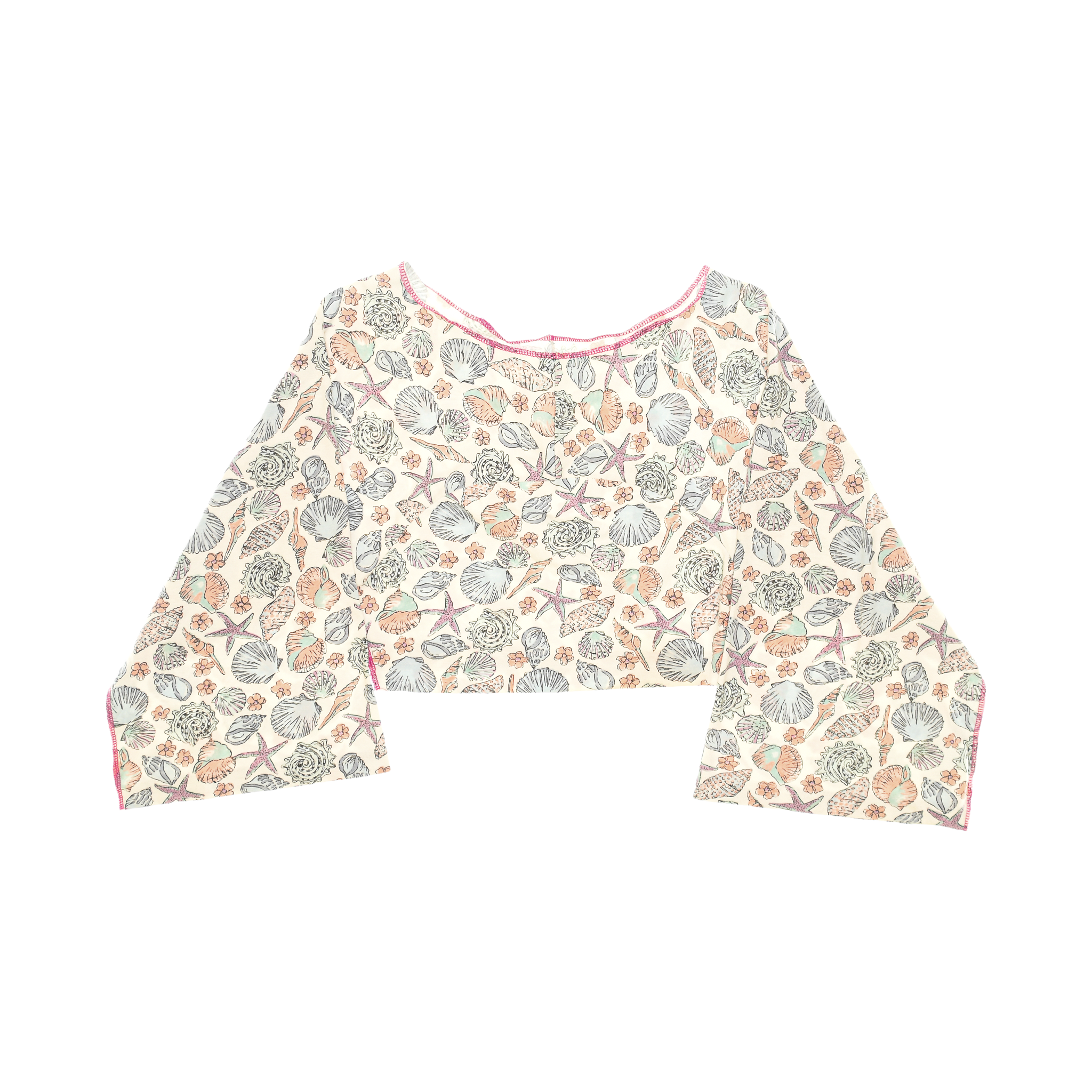 Seashell Print Reversible Crop Top