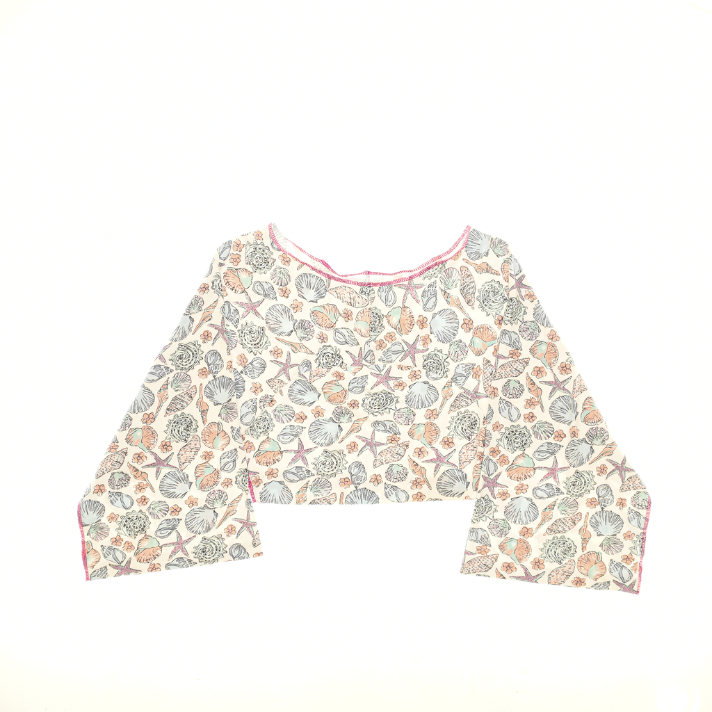 Seashell Print Reversible Crop Top