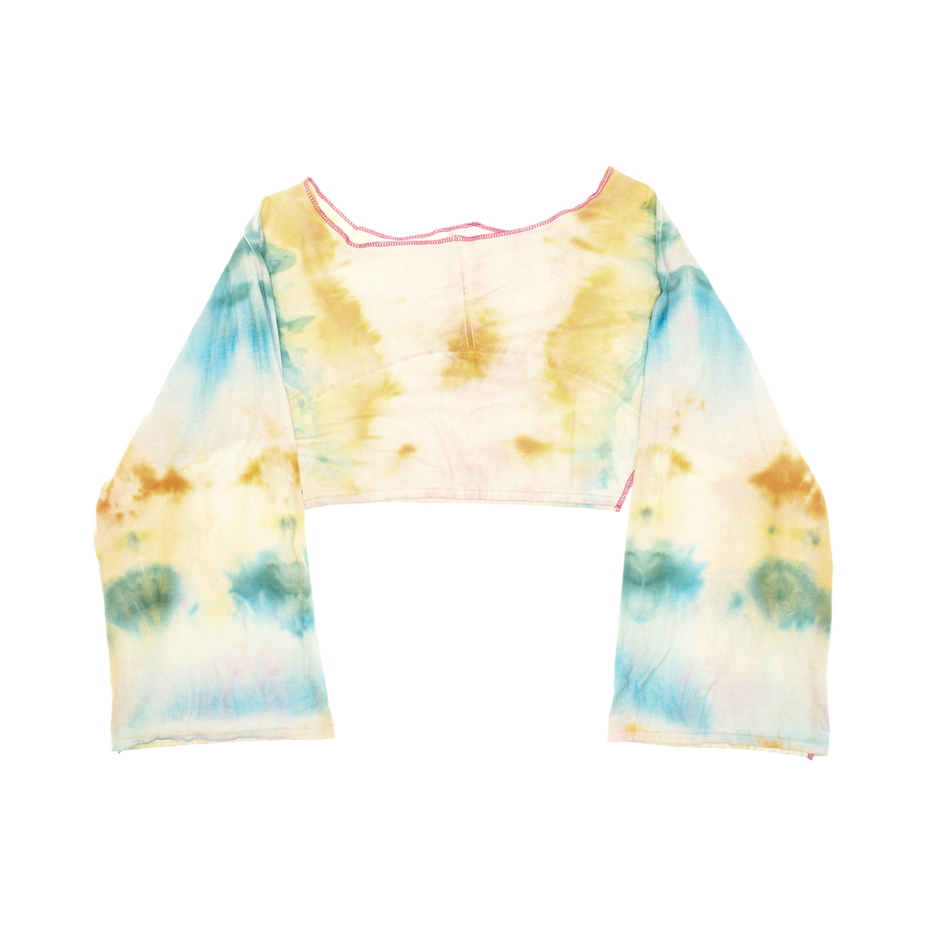 Blue & Orange Tie Dye Reversible Crop Top