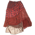 Red Asymmetrical Boxer Skirt Maxi