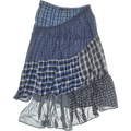 Blue Asymmetrical Boxer Skirt Maxi