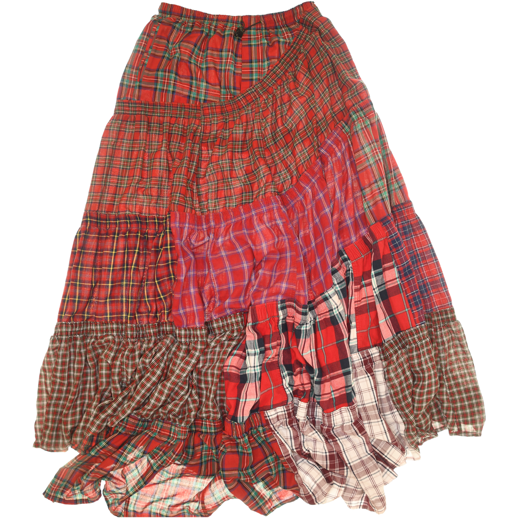 Red Asymmetrical Boxer Skirt Maxi