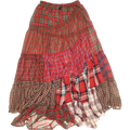 Red Asymmetrical Boxer Skirt Maxi