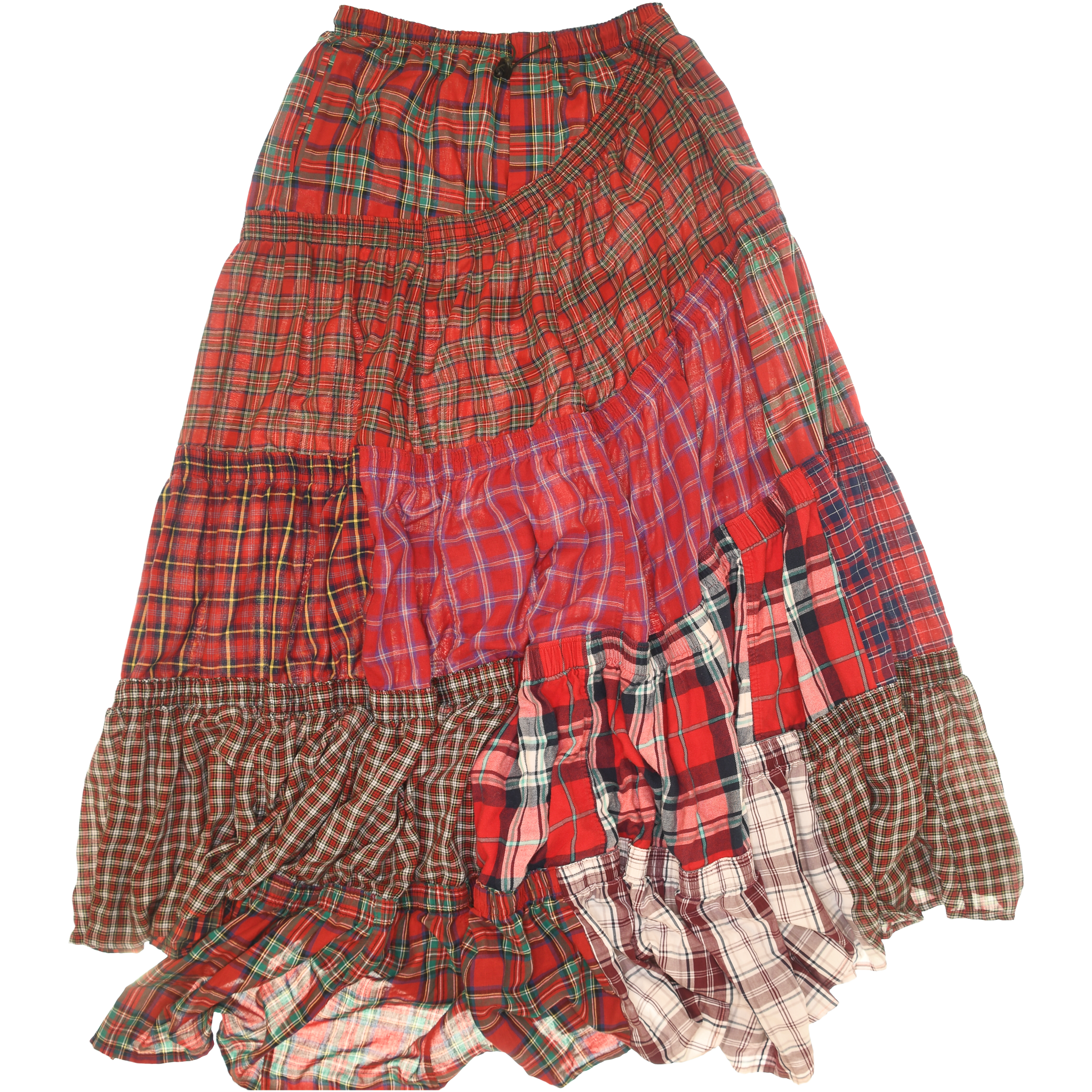Red Asymmetrical Boxer Skirt Maxi