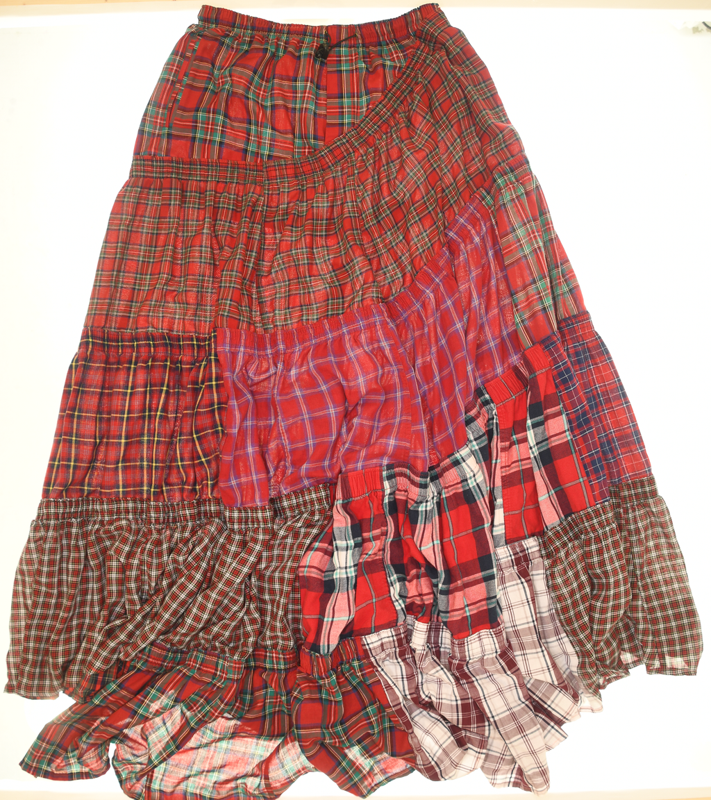 Red Asymmetrical Boxer Skirt Maxi