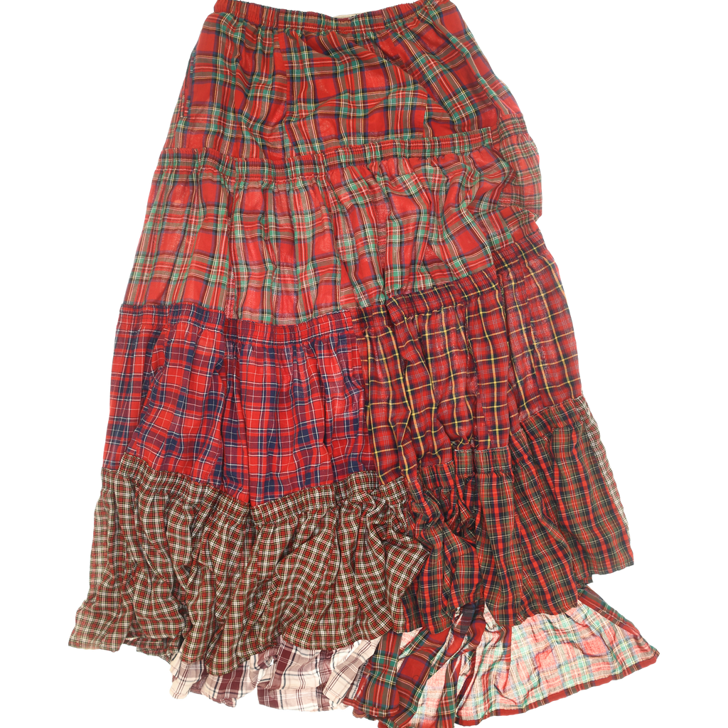 Red Asymmetrical Boxer Skirt Maxi