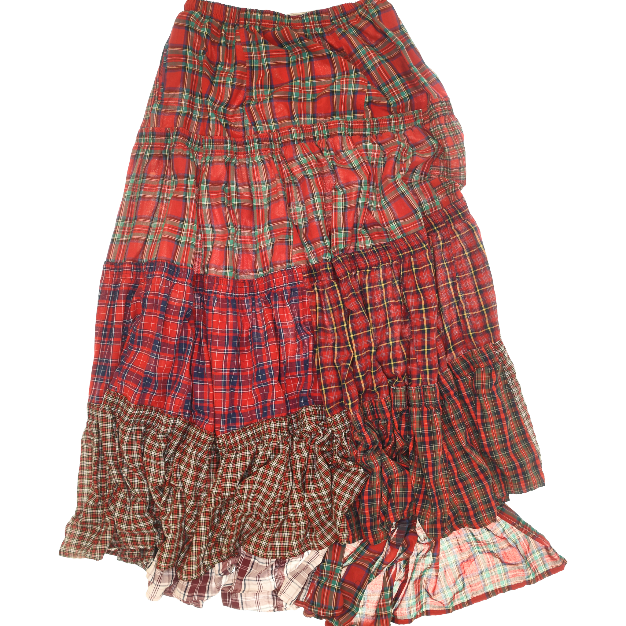 Red Asymmetrical Boxer Skirt Maxi
