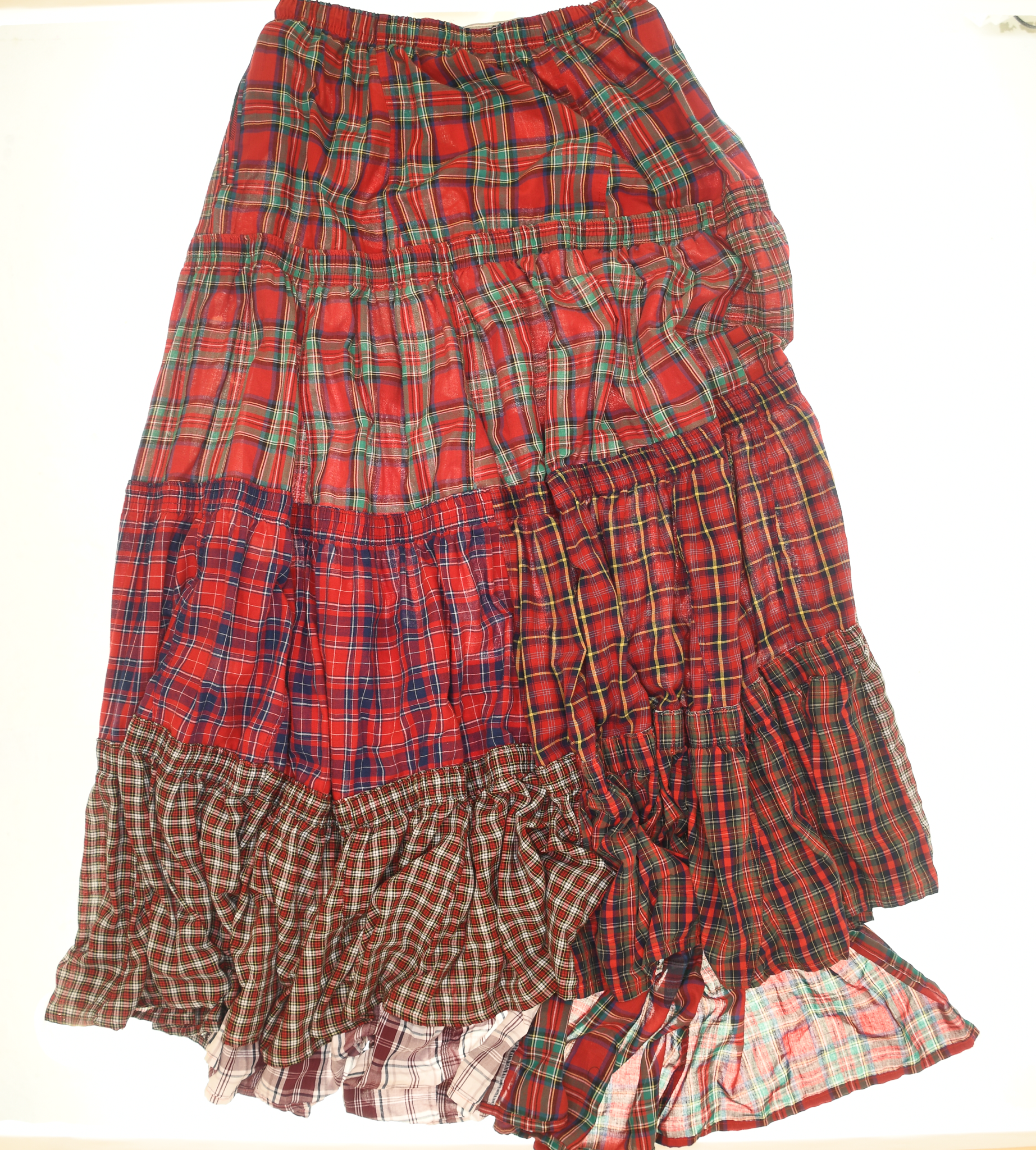 Red Asymmetrical Boxer Skirt Maxi