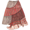 Red & Orange Asymmetrical Boxer Skirt Maxi