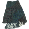 Emerald Green & Blue Asymmetrical Boxer Skirt Maxi