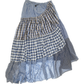 Blue Asymmetrical Boxer Skirt Maxi