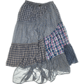 Blue Asymmetrical Boxer Skirt Maxi