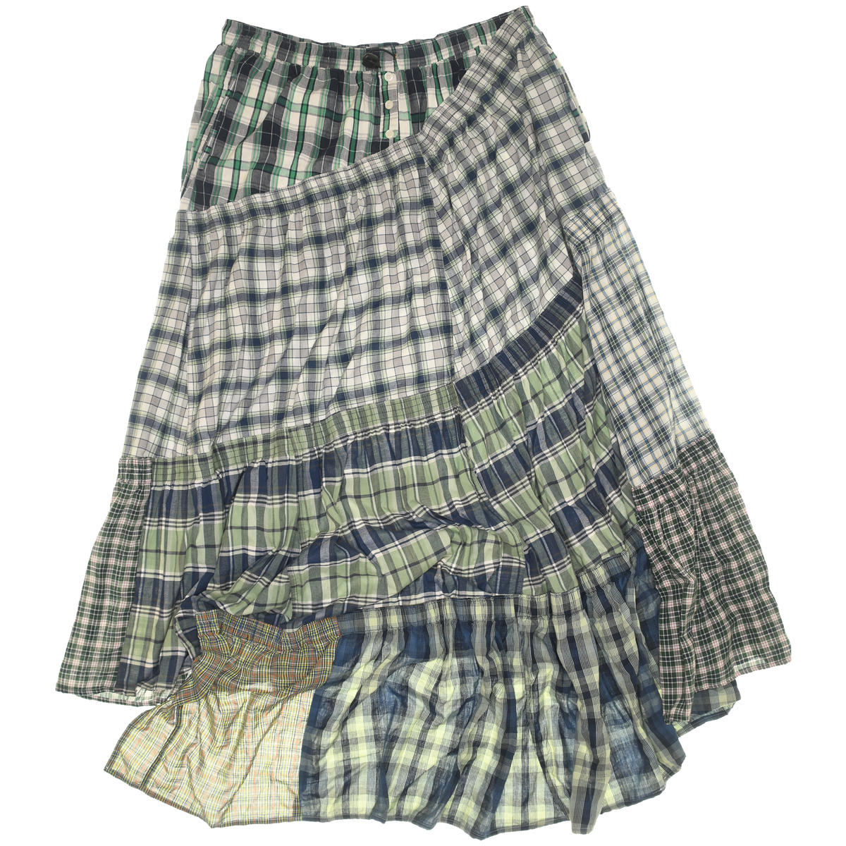 Green Asymmetrical Boxer Skirt Maxi