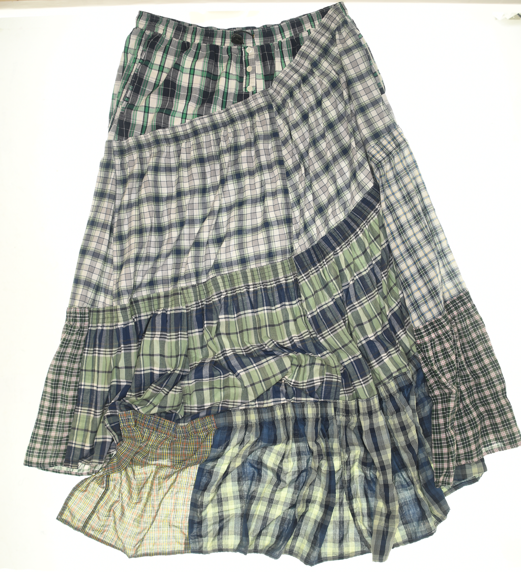 Green Asymmetrical Boxer Skirt Maxi