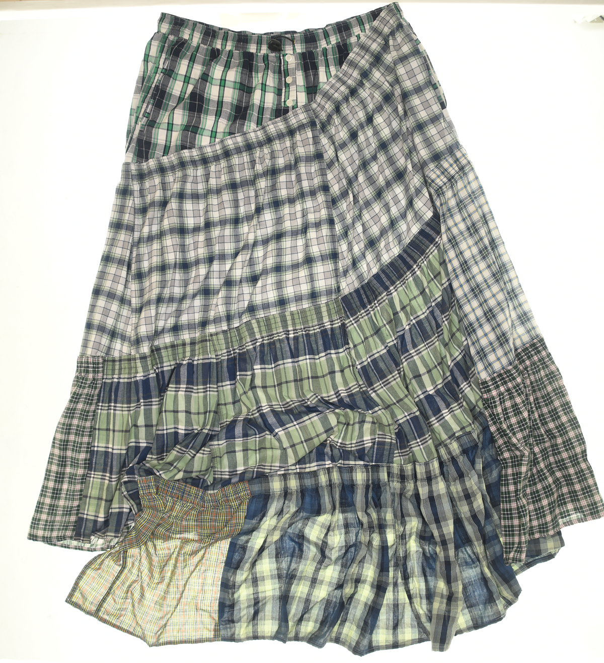 Green Asymmetrical Boxer Skirt Maxi