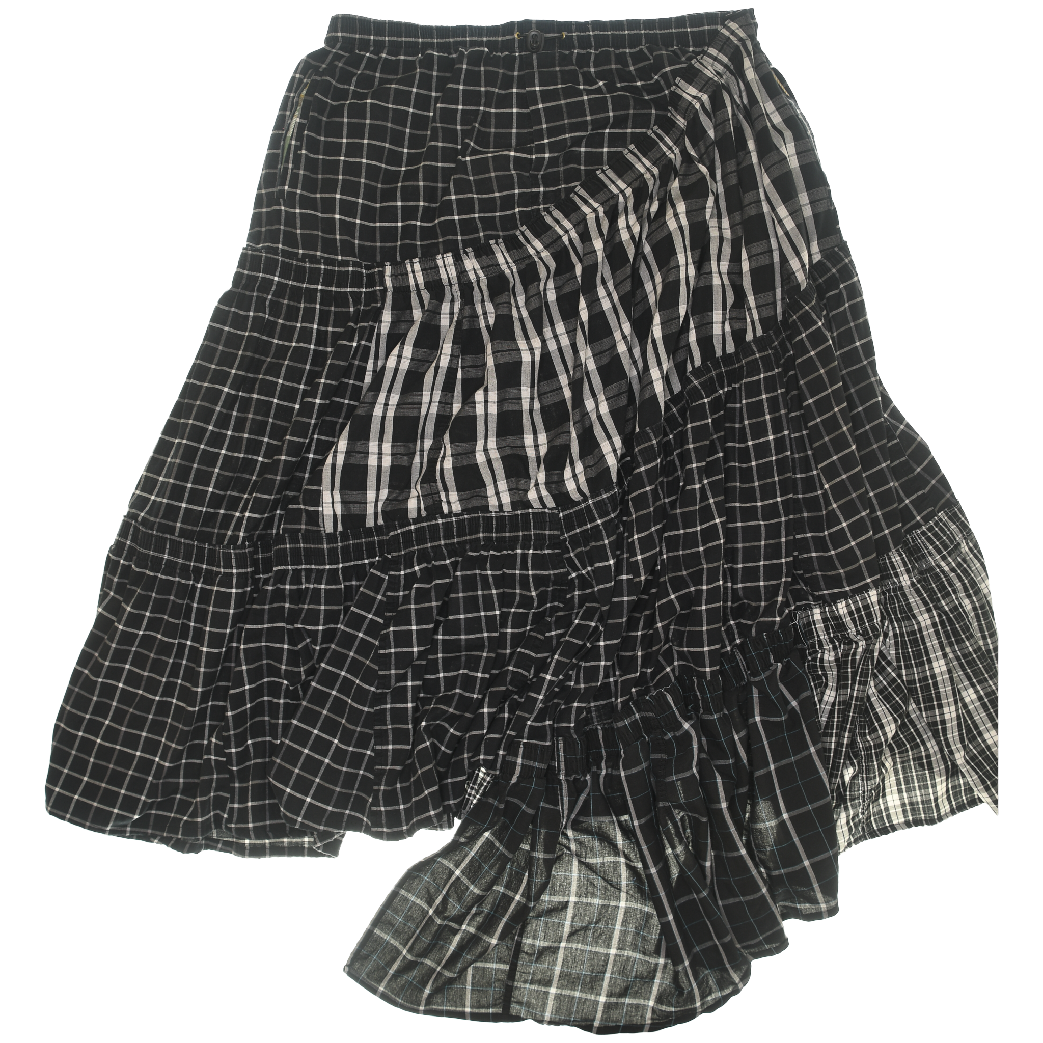 Black & White Asymmetrical Boxer Skirt Maxi