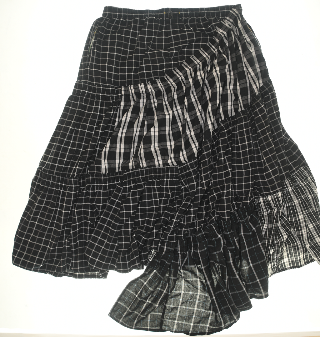 Black & White Asymmetrical Boxer Skirt Maxi