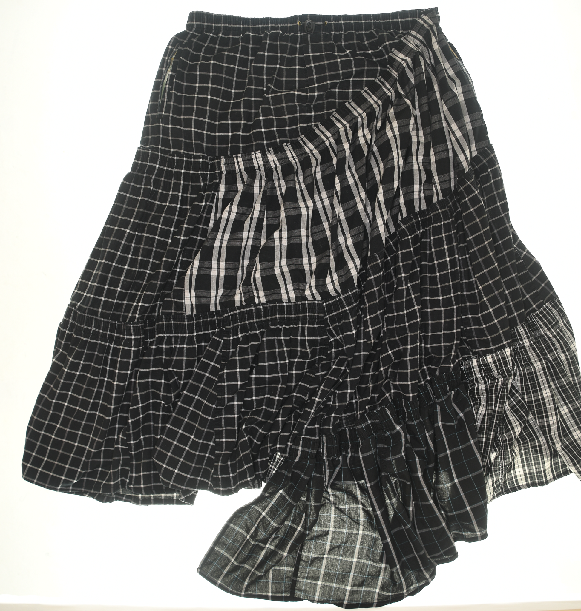 Black & White Asymmetrical Boxer Skirt Maxi