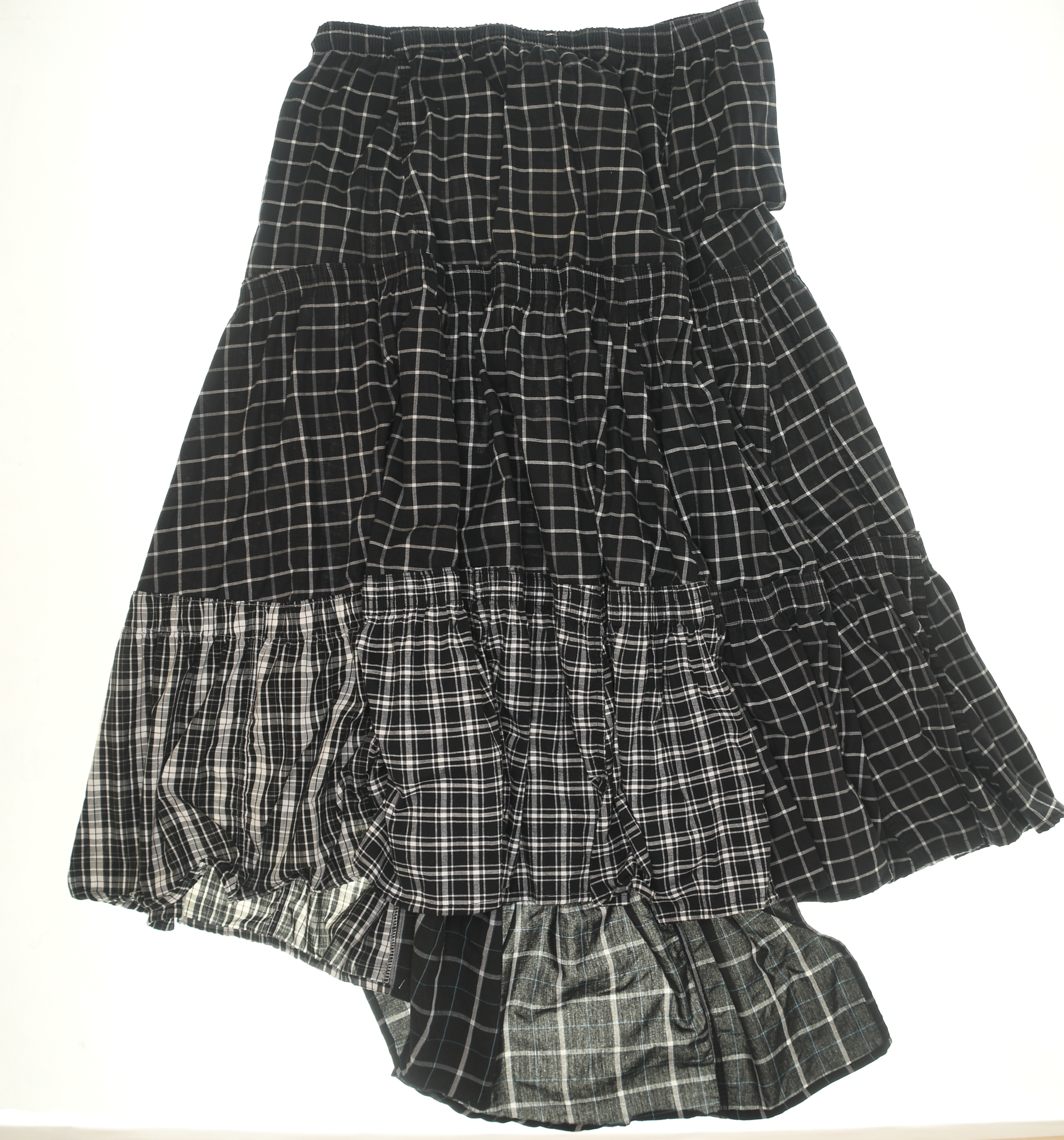 Black & White Asymmetrical Boxer Skirt Maxi