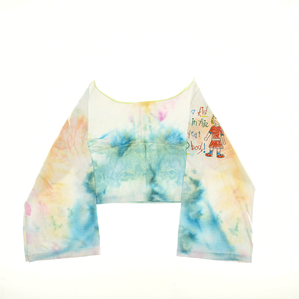 Blue Ice Dye Reversible Crop Top