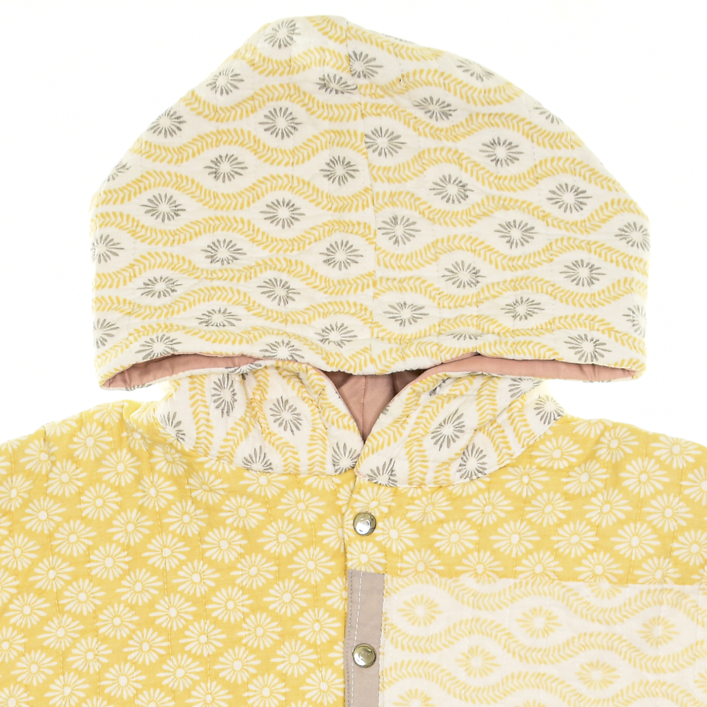 Yellow & Gray Coastal Nomad Quilt Hoodie