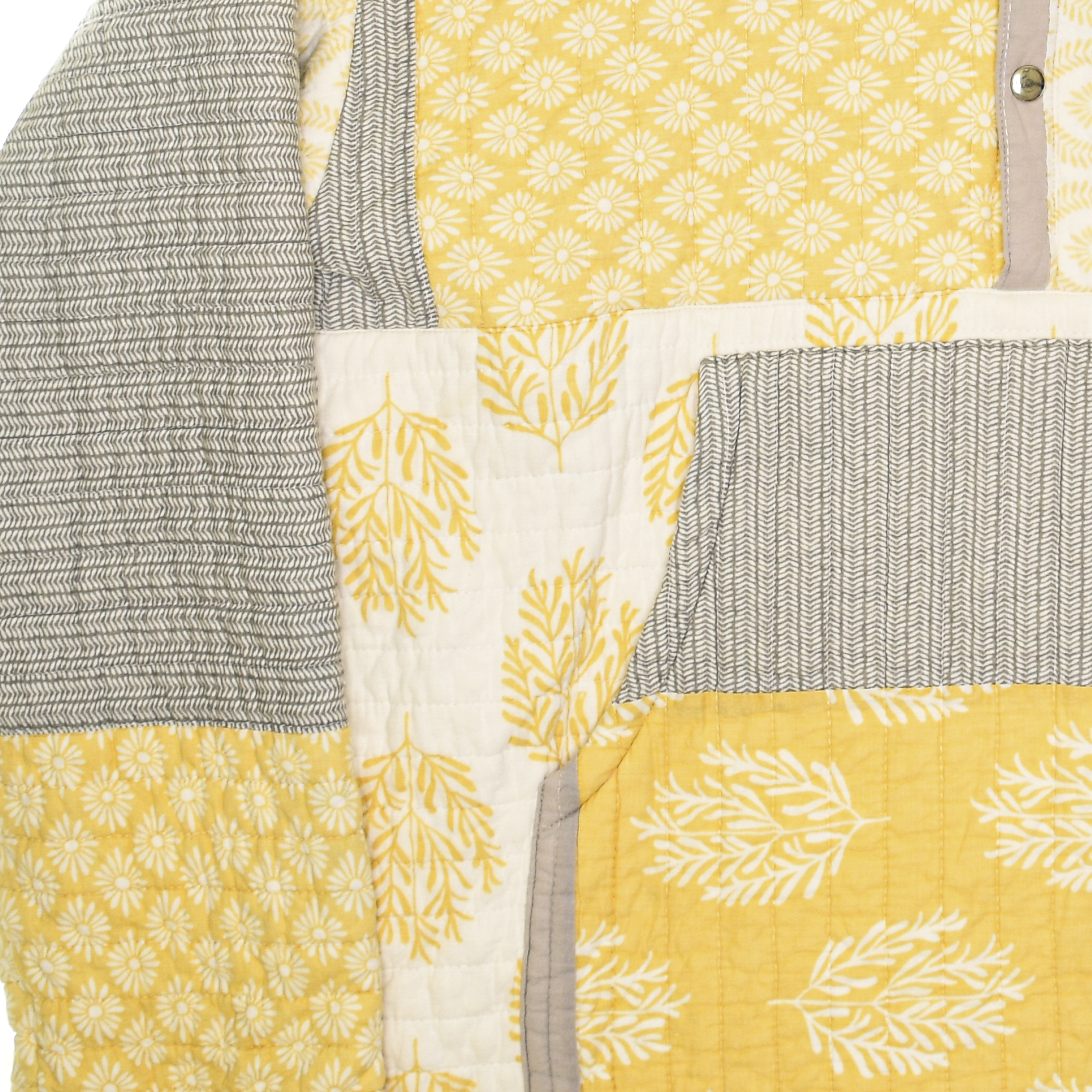 Yellow & Gray Coastal Nomad Quilt Hoodie