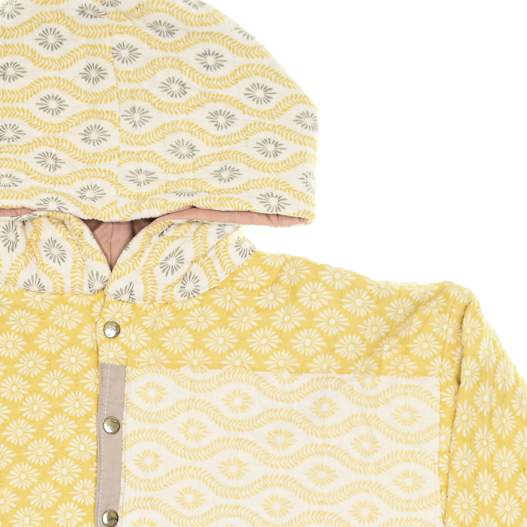 Yellow & Gray Coastal Nomad Quilt Hoodie