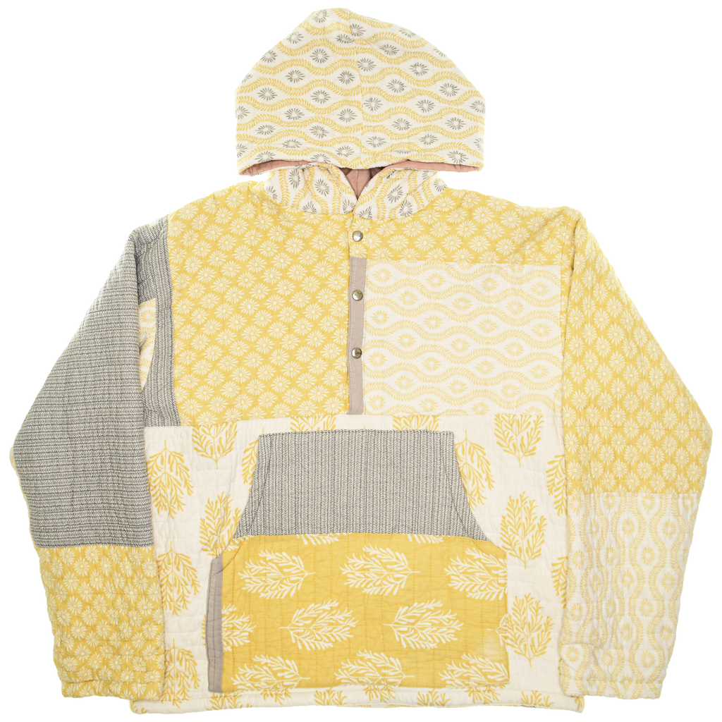Yellow & Gray Coastal Nomad Quilt Hoodie