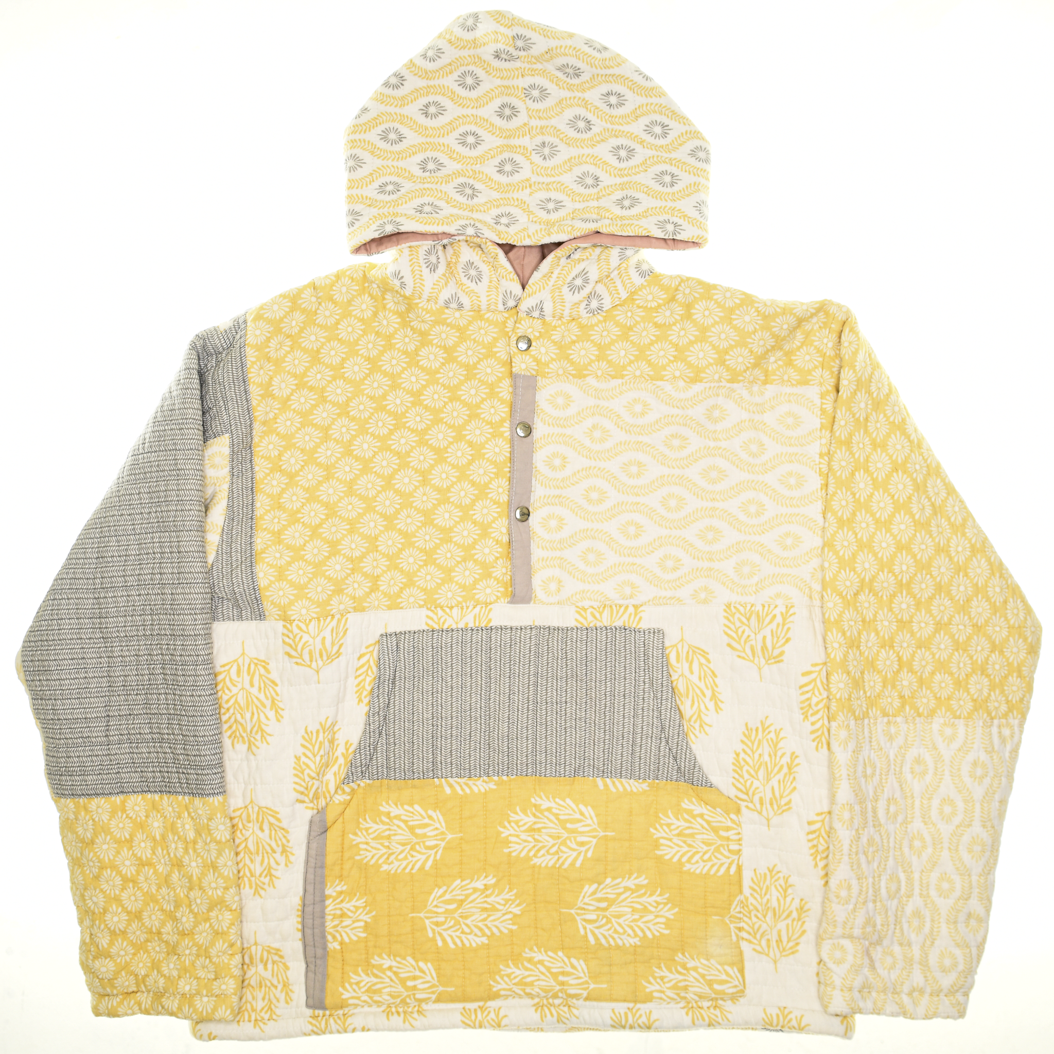 Yellow & Gray Coastal Nomad Quilt Hoodie