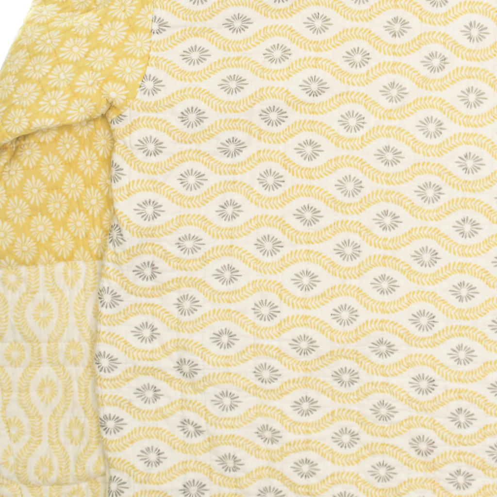 Yellow & Gray Coastal Nomad Quilt Hoodie