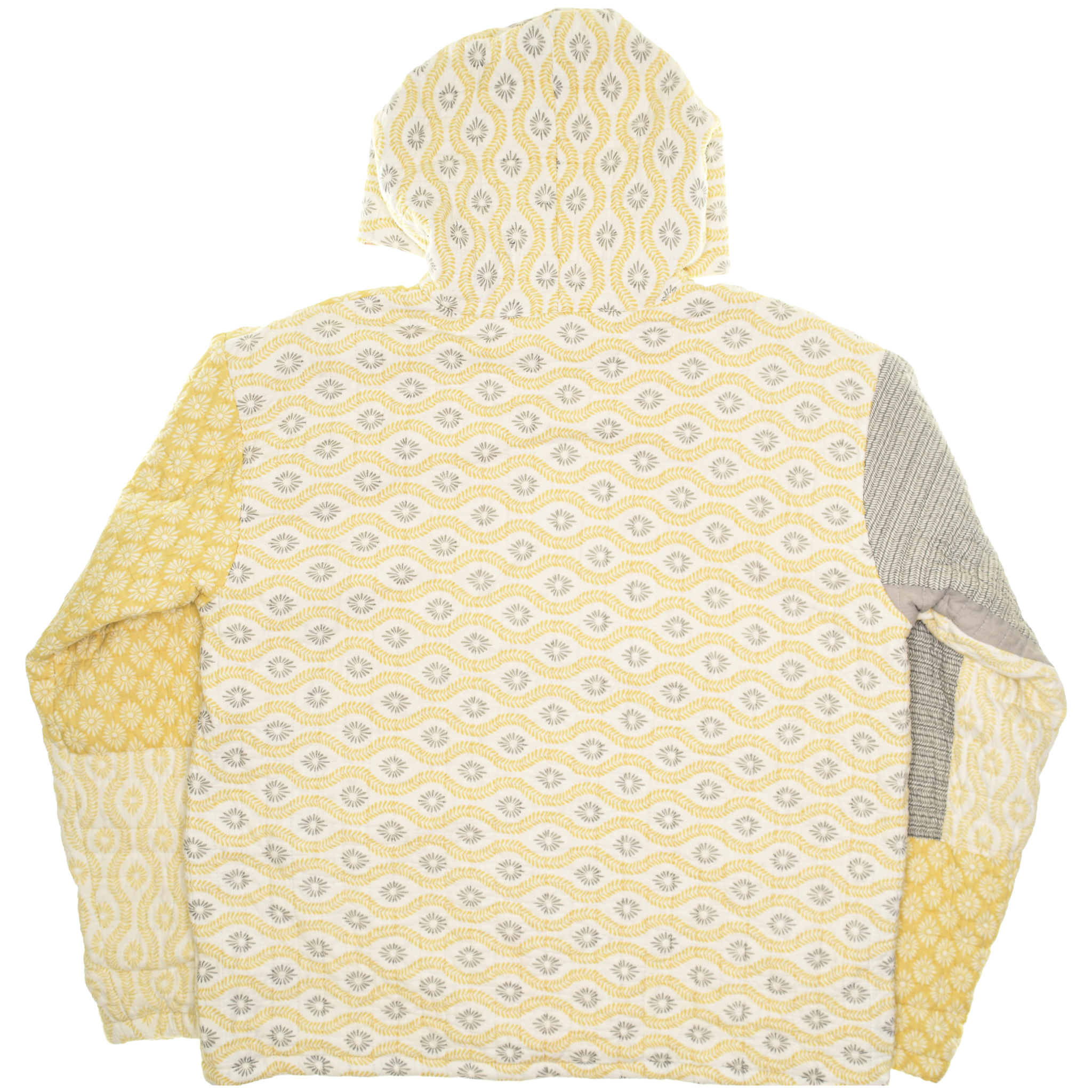 Yellow & Gray Coastal Nomad Quilt Hoodie