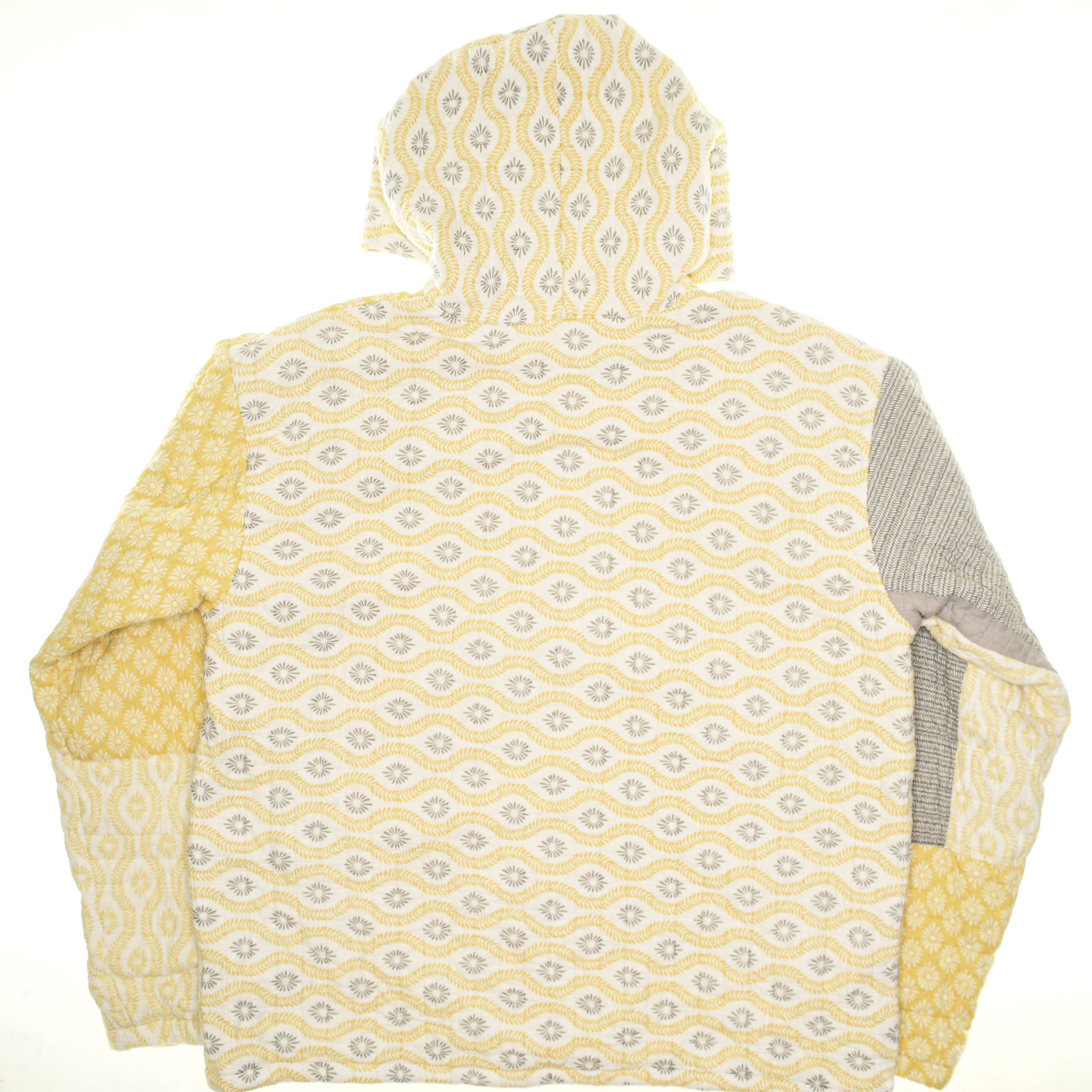 Yellow & Gray Coastal Nomad Quilt Hoodie