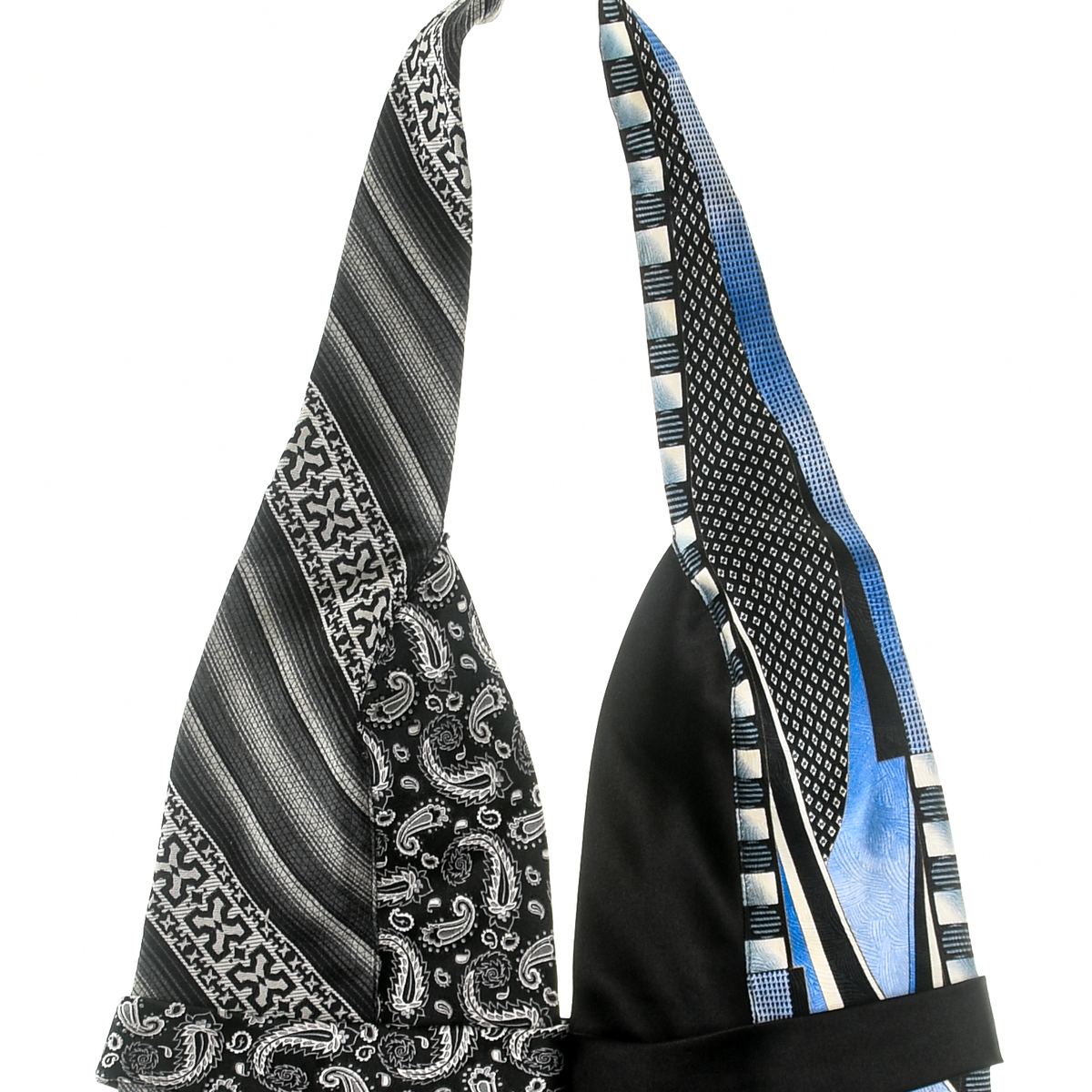 Black & Blue Tie Halter Top