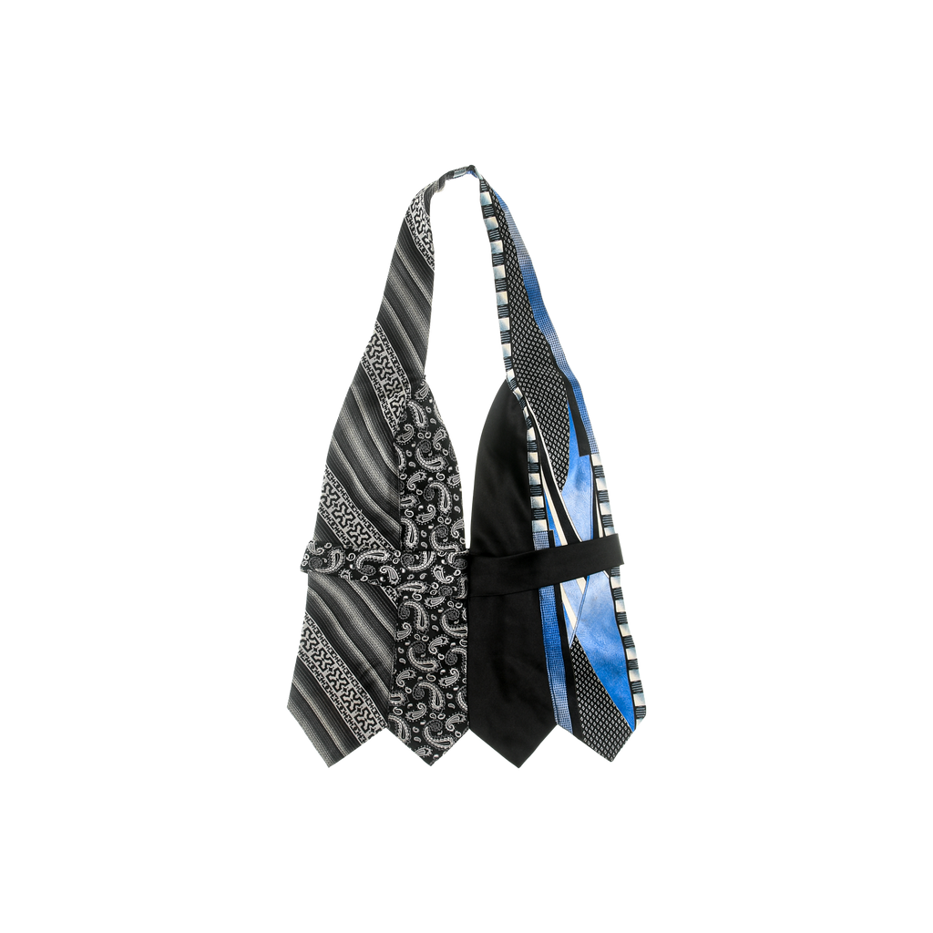 Black & Blue Tie Halter Top