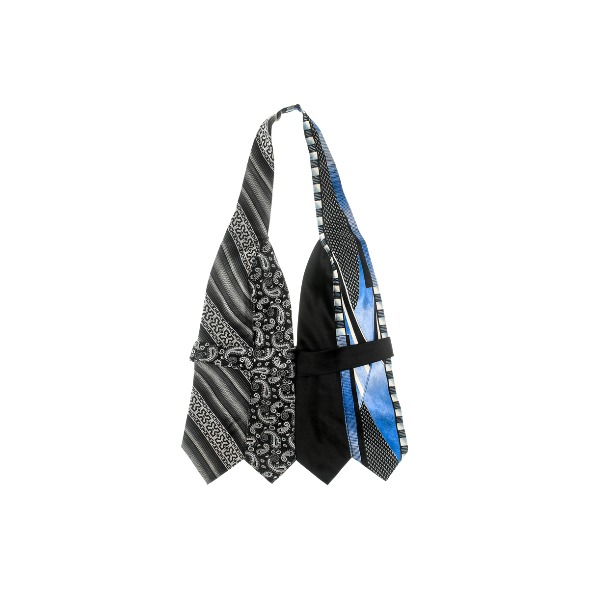 Black & Blue Tie Halter Top