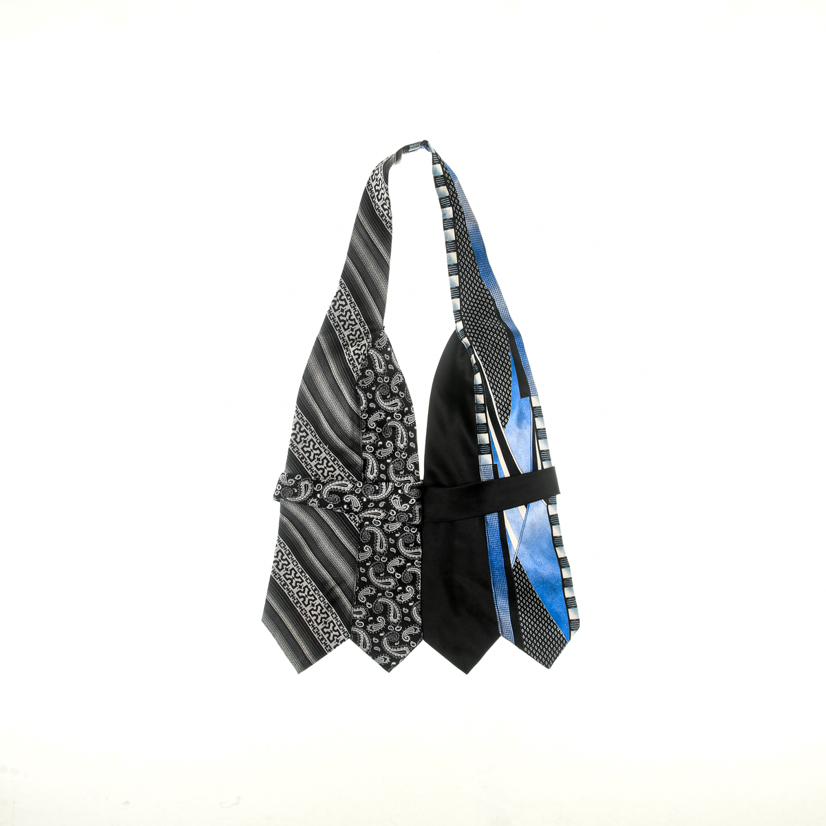 Black & Blue Tie Halter Top