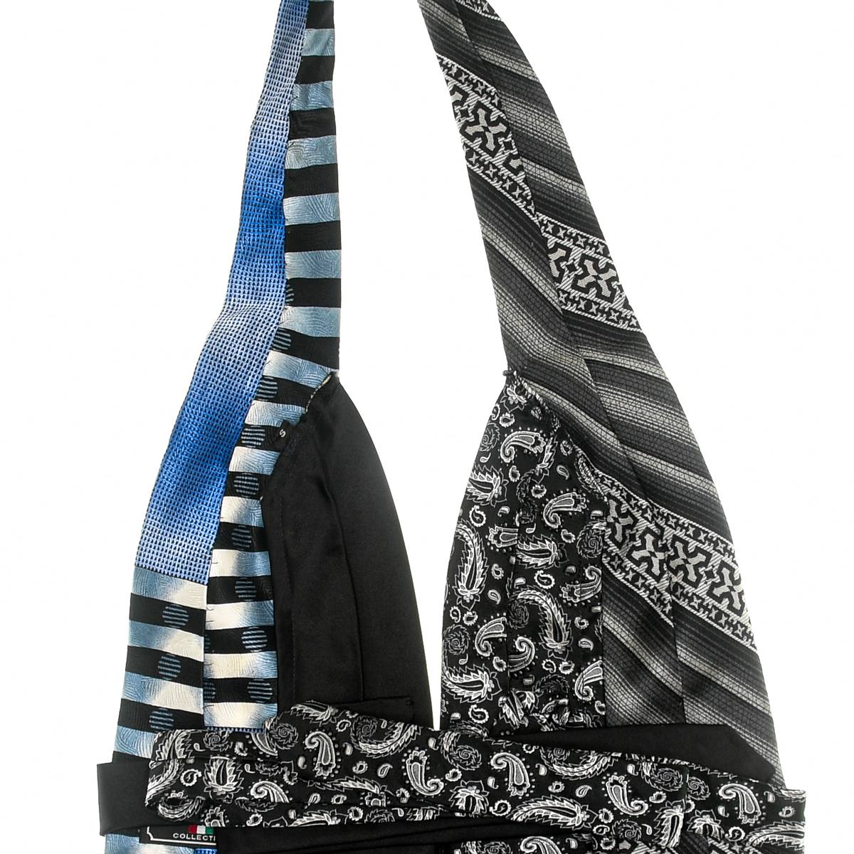Black & Blue Tie Halter Top