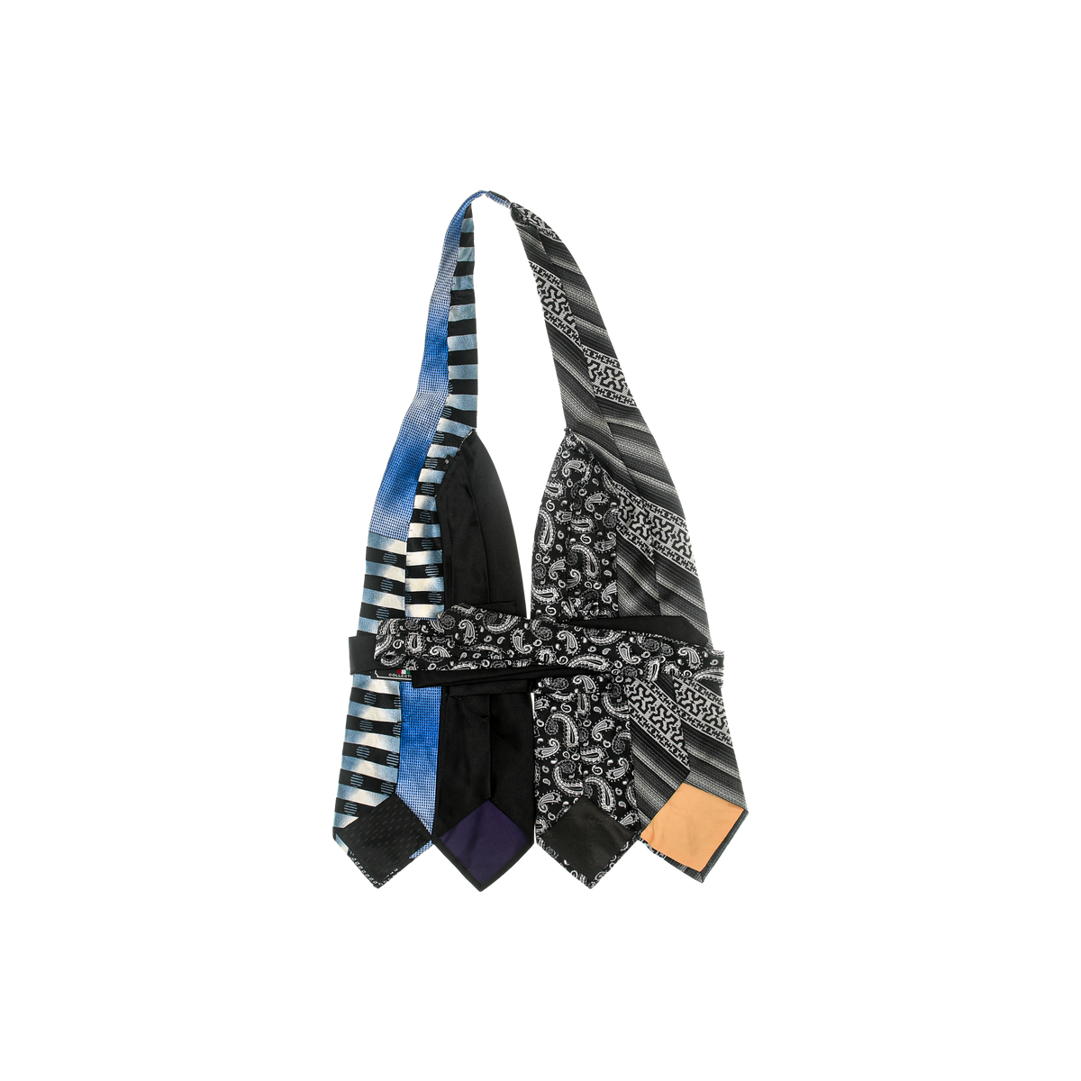 Black & Blue Tie Halter Top