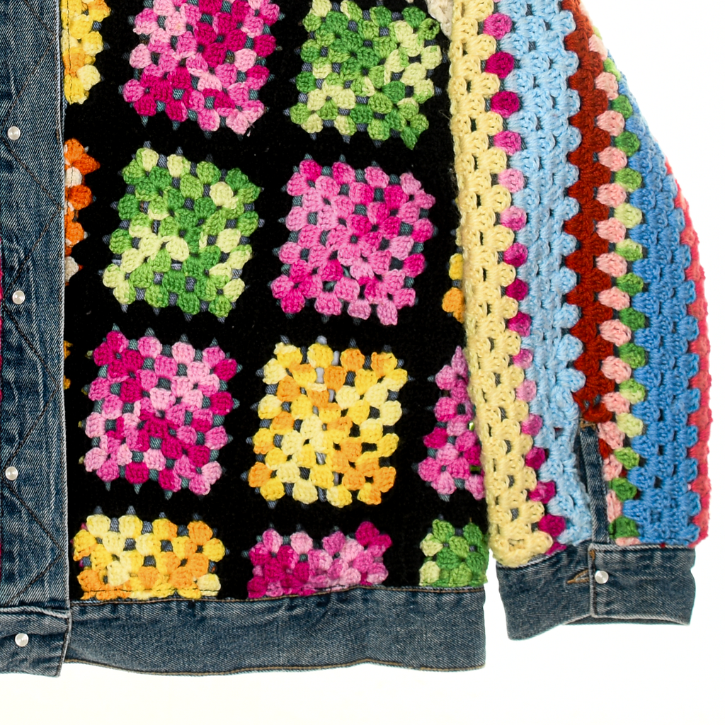 Granny Square Afghan Reversible Denim Jacket