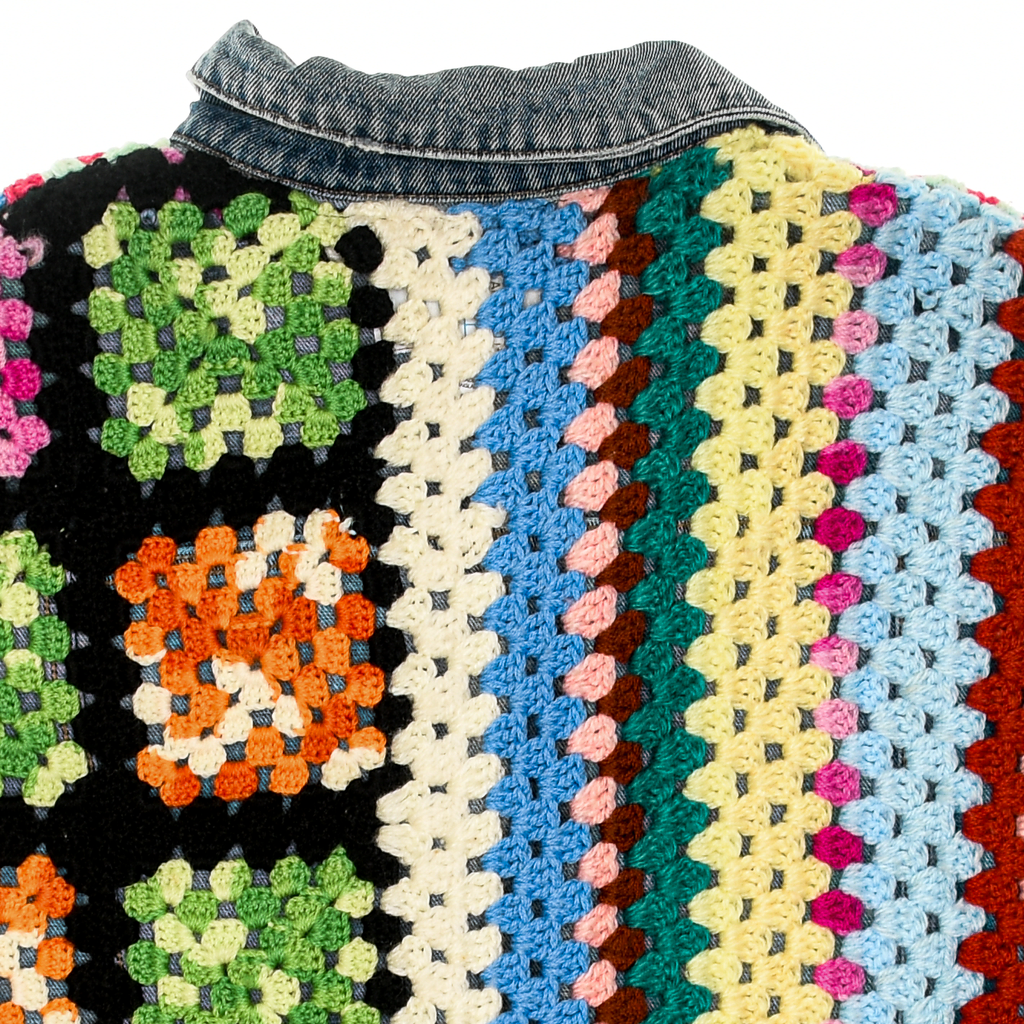 Granny Square Afghan Reversible Denim Jacket
