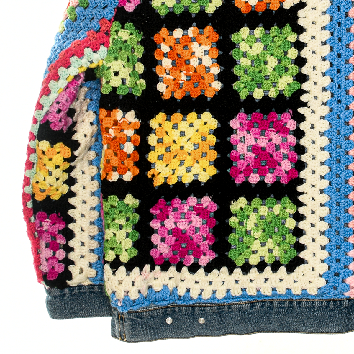 Granny Square Afghan Reversible Denim Jacket