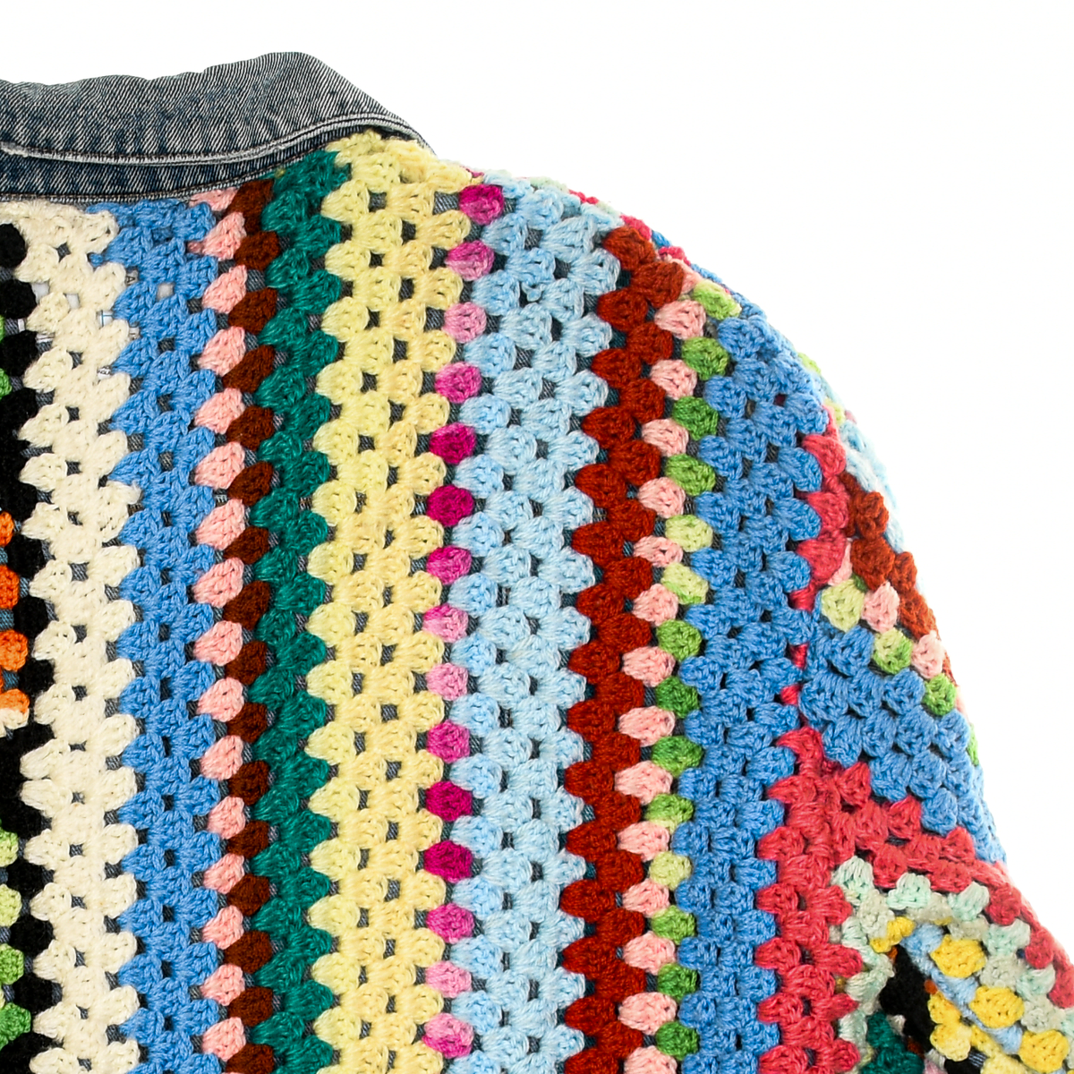 Granny Square Afghan Reversible Denim Jacket