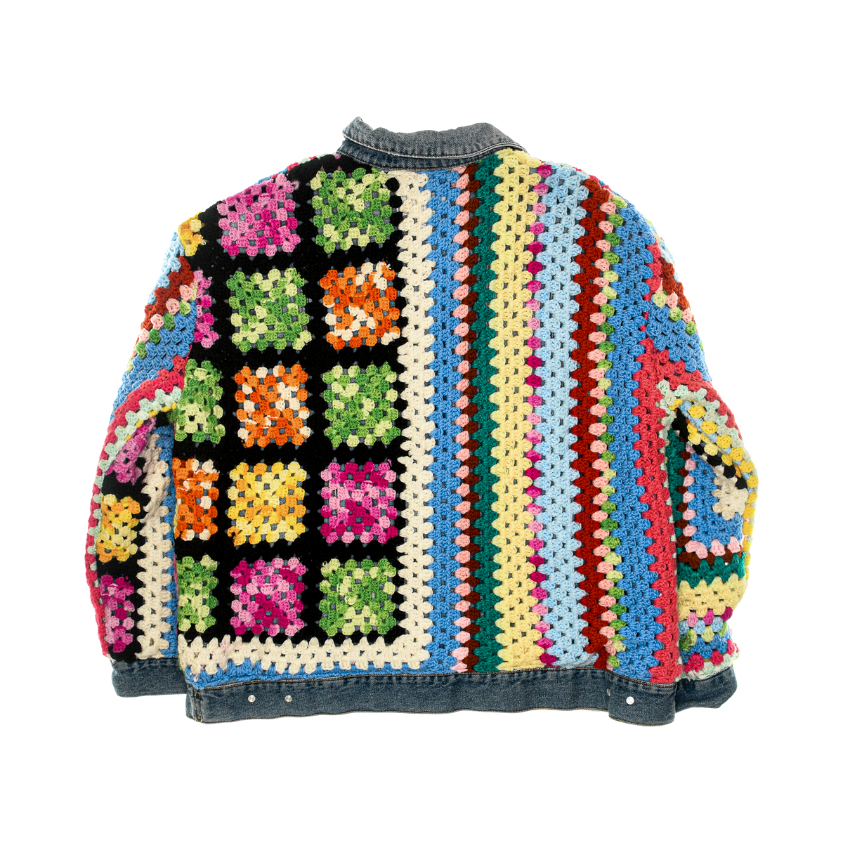 Granny Square Afghan Reversible Denim Jacket