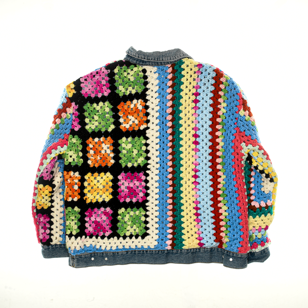 Granny Square Afghan Reversible Denim Jacket