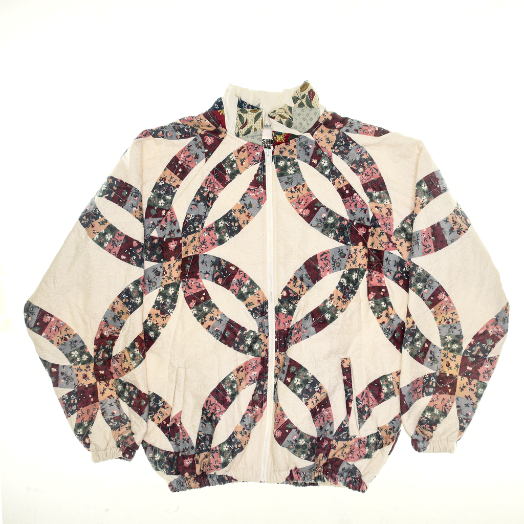 Burgundy & Green Floral Classic Quilt Bomber