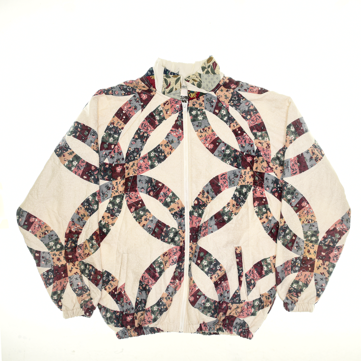 Burgundy & Green Floral Classic Quilt Bomber