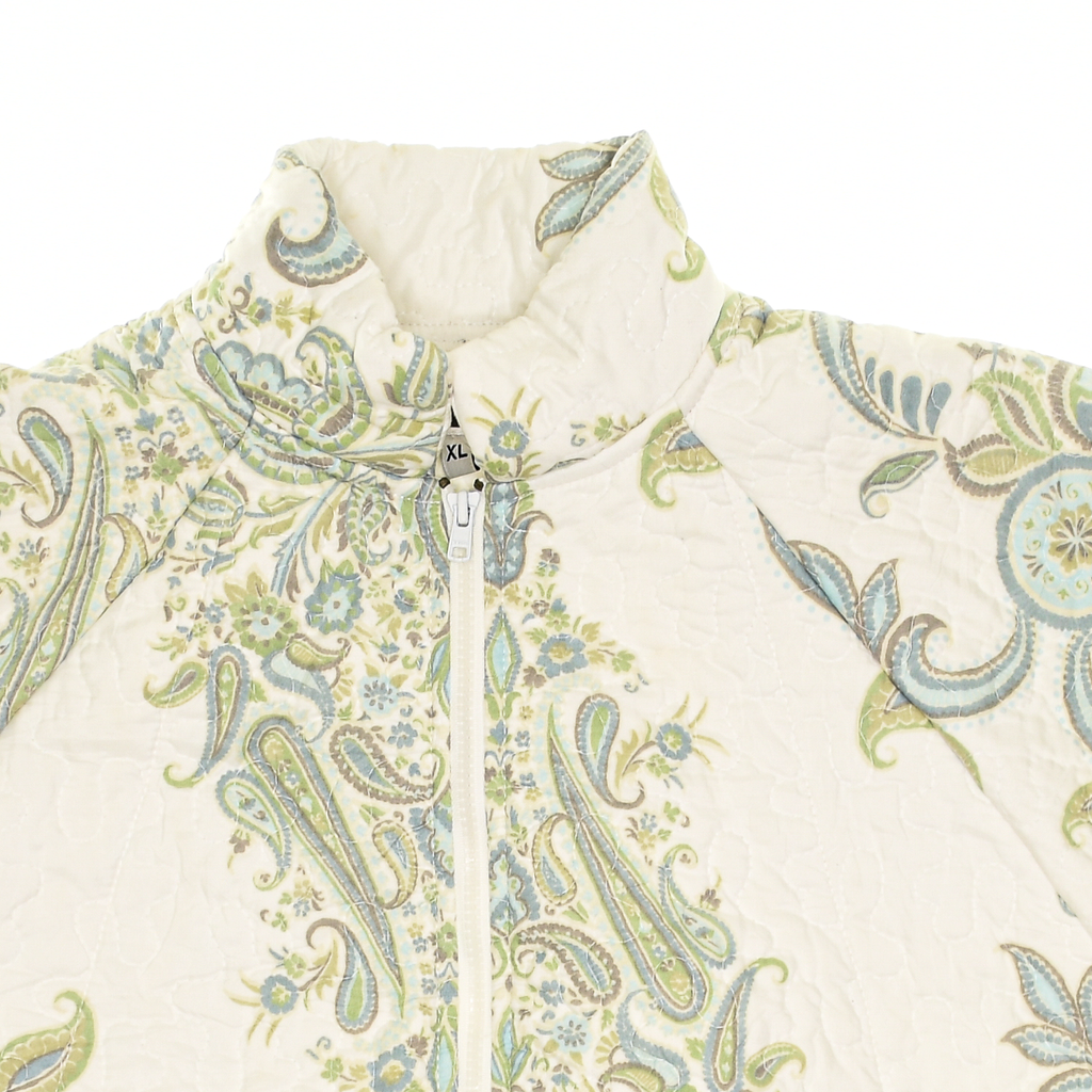 Cream & Green Floral Print Classic Quilt Bomber