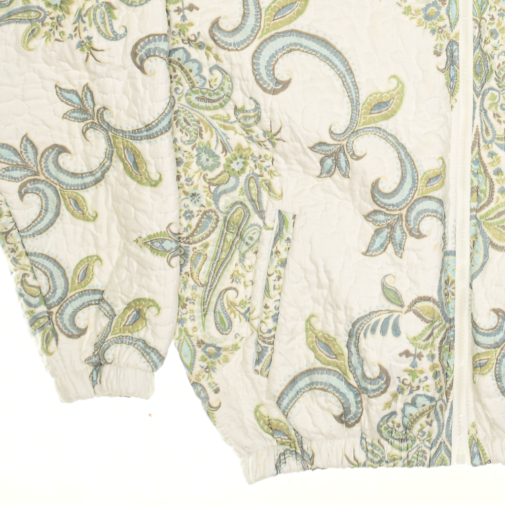Cream & Green Floral Print Classic Quilt Bomber