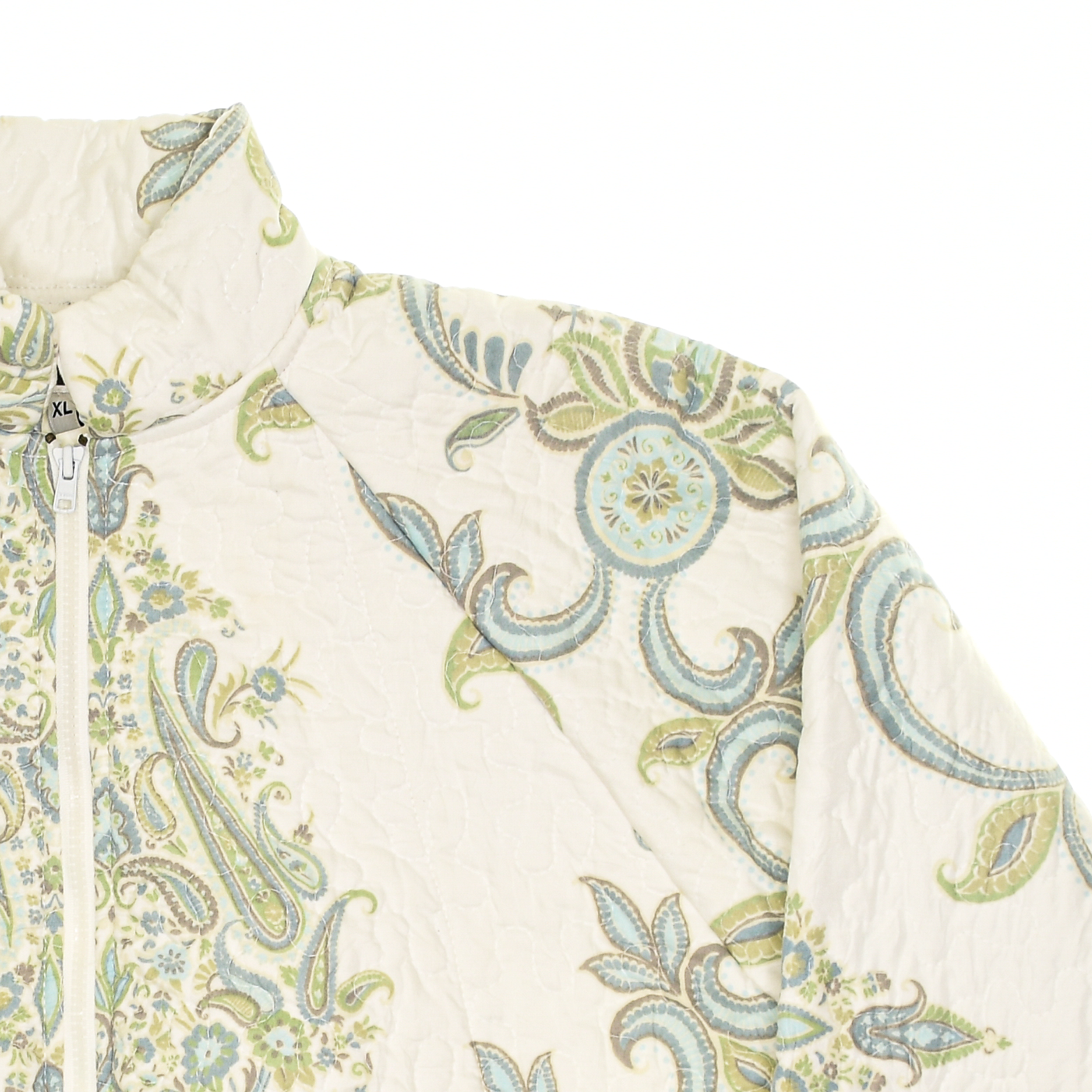 Cream & Green Floral Print Classic Quilt Bomber